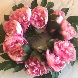 Artificial Pink peony wreath